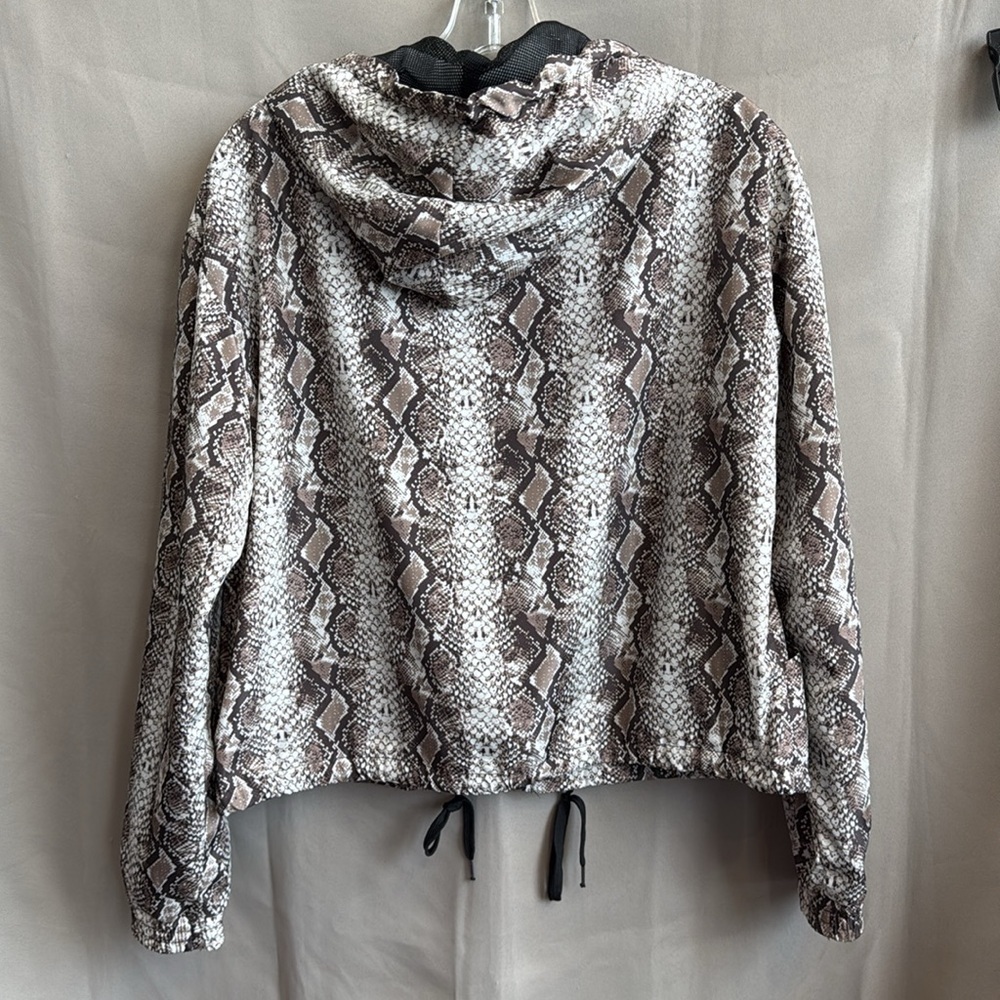 Me Jane Snakeskin Zip Hooded Windbreaker Jacket Size Large - Picture 3 of 3